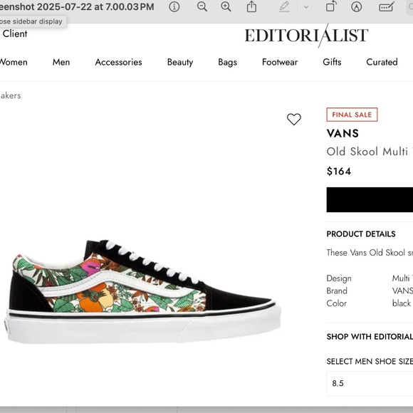 Old skool style, low top women's Vans colorful tropical floral print, size 7.5 - Picture 8 of 8